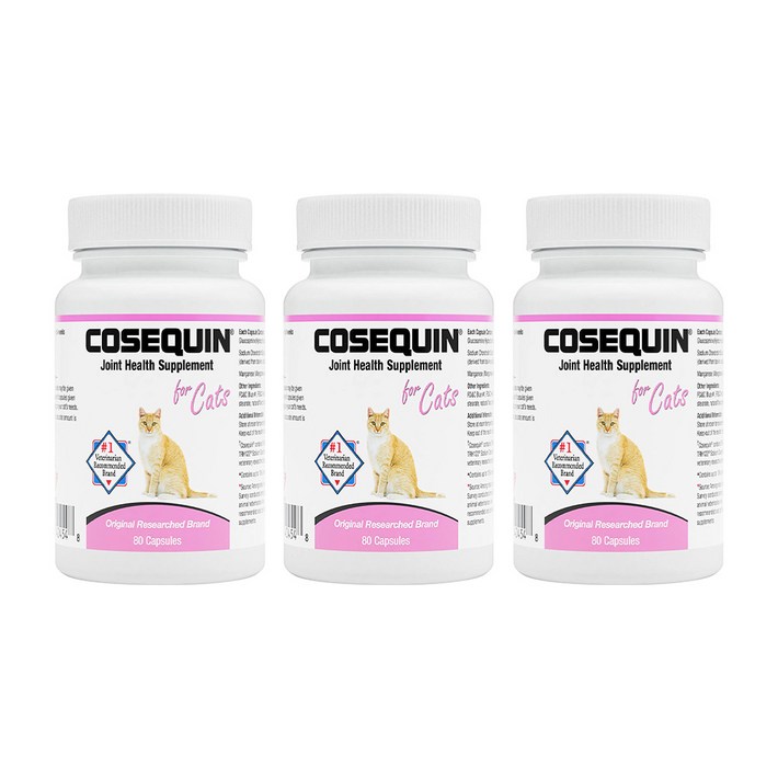 3개 Nutramax 코세퀸 고양이 관절 건강 보조식품 80 스프링클 캡슐, 3개 3개 Nutramax 코세퀸 고양이 관절 건강 보조식품 80 스프링클 캡슐, 3개