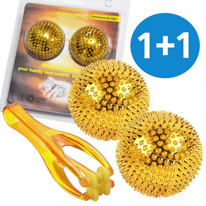 알무스 손지압기 손가락마사지기 자성광석 손마사지기 골드볼2개손가락지압기