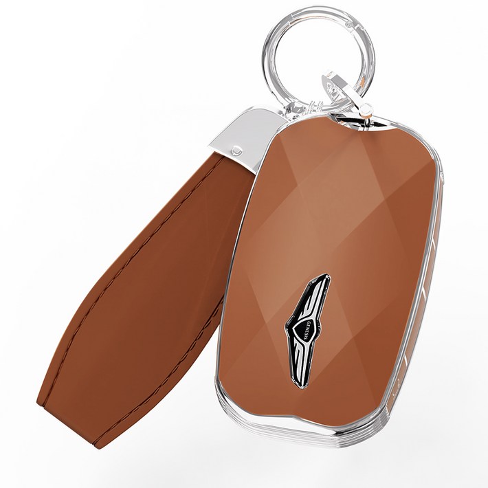 GV70 GV80 G80 G70 G90 제네시스 키케이스 소프트 가죽 호환상품, 제네시스 7버튼, 브라운