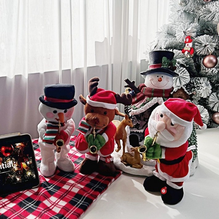 크리스마스 재즈 트리오 밴드 3종 세트 트리인형 산타 눈사람 루돌프, 1개