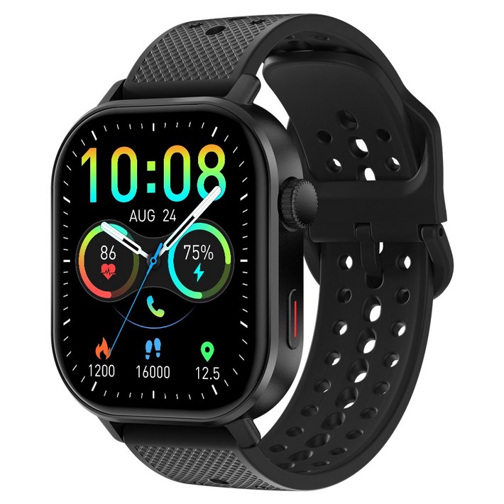 와피크 아웃도어 스마트워치 ST60 Amoled 2.13인치 GPS SOS통화 AI운동인식 스포츠시계, GPS  블루투스, 5.4cm, 블랙