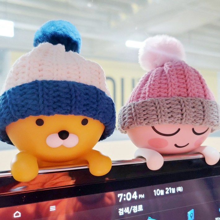 카카오프렌즈 라이언 어피치 전용 털모자  핸드메이드  모니터걸이 방향제 전용
