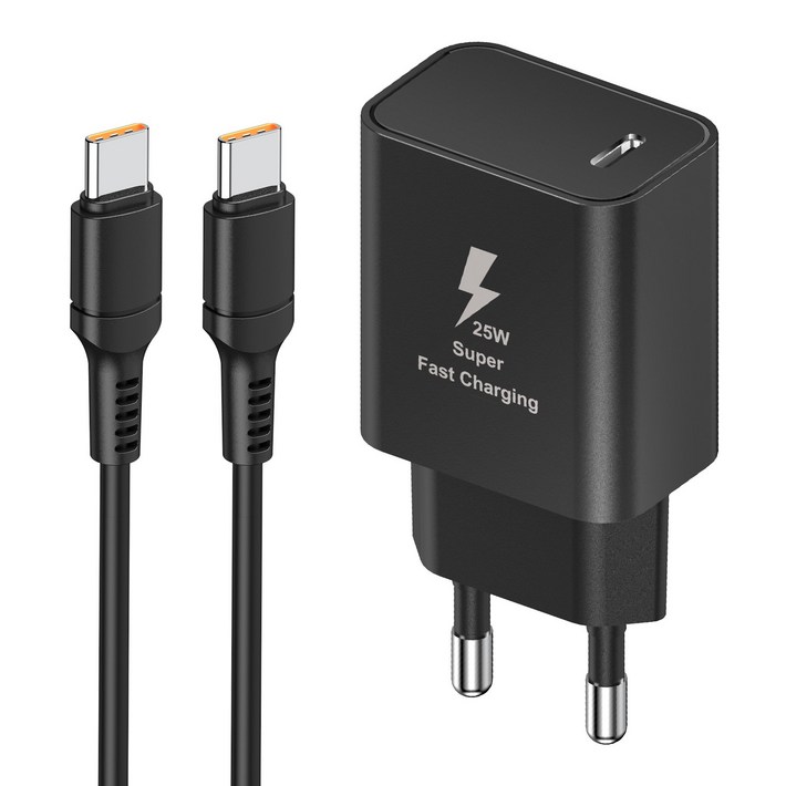 YINTO c타입 고속 충전기 25W PD3.0 PPS C TO C 1.5M 100w 케이블 세트, 1개, 블랙 YINTO c타입 고속 충전기 25W PD3.0 PPS C TO C 1.5M 100w 케이블 세트, 1개, 블랙