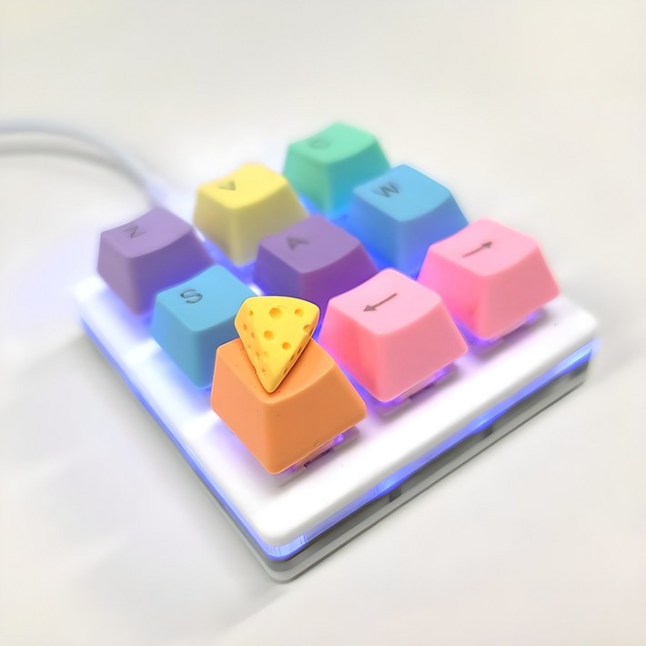 멀티펑션 9키 단축 기계식 키보드 한손키보드 매크로 포토샵 일러스트 편집 프로그램, 적축, 화이트, MK109