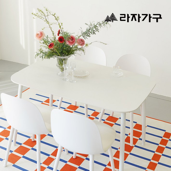 라자가구 에이프릴 세라믹 타원형 4인 테이블 1200 식탁세트의자4개포함