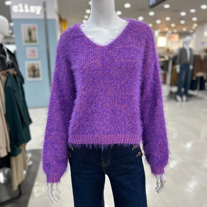 르니앤맥코이 배색 브이넥 루즈핏 니트 MM12KN702