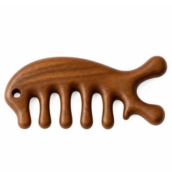 생활공감 원목괄사 박달나무 원목 두피 목 어깨 관절 라운드 혈액순환 림프케어 승모근 바디 마사지기