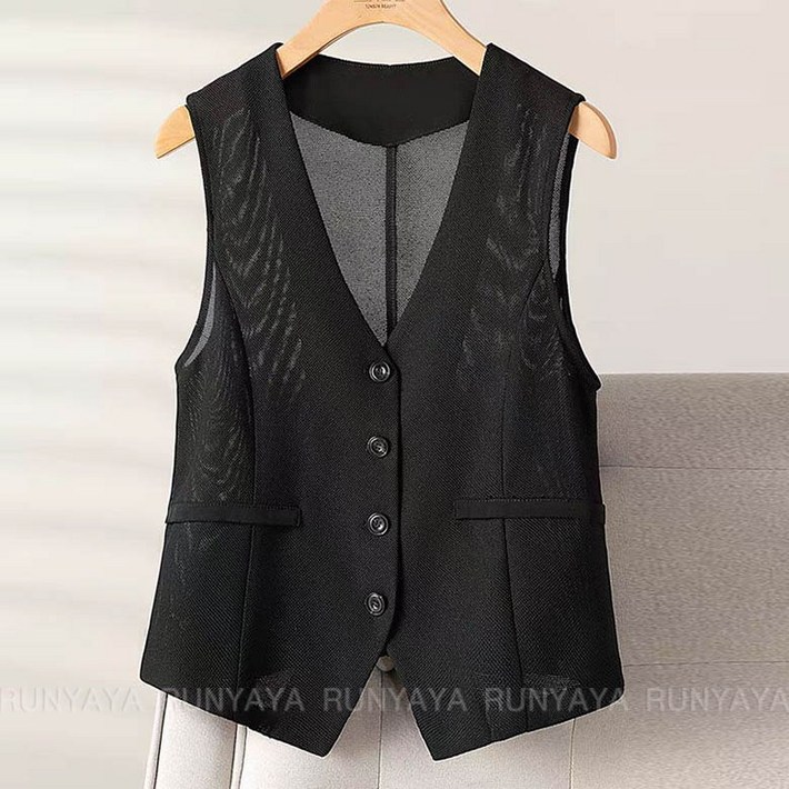 브이넥 여성 정장 조끼 베스트  자켓 슬림 여름 아우터 코트 캐주얼 세미정장 민소매 가디겅 가절기 남방  D99U