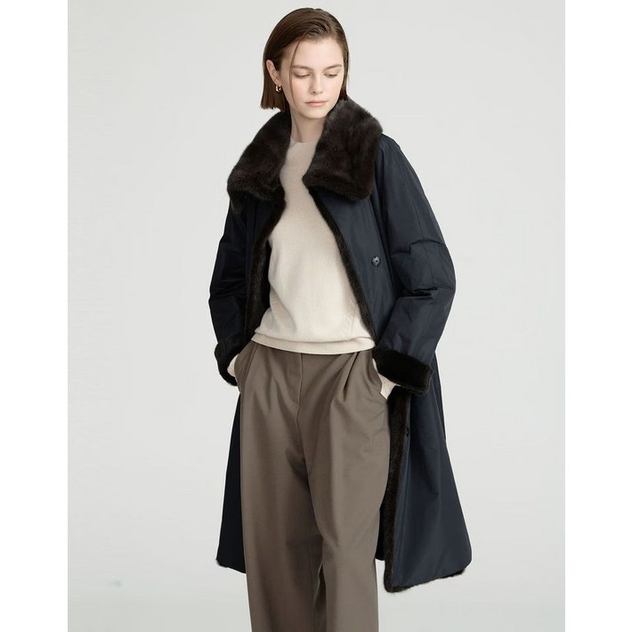 백화점정품 닥스 여성 코트 자켓 25FW소재배색 모피 DLCO5D655 롱코트 멋진 간절기옷 50대 60대 닥스명품선물 70대 40대 겨울코트25FW소재배색 겨울코트