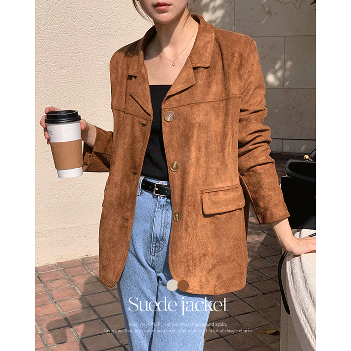 MADE 루어스룸 미니쉬 스웨이드 자켓 2color 스웨이드 하프코트,자켓,가을하객룩,하프자켓,빅사이즈,빈티지,하객룩,