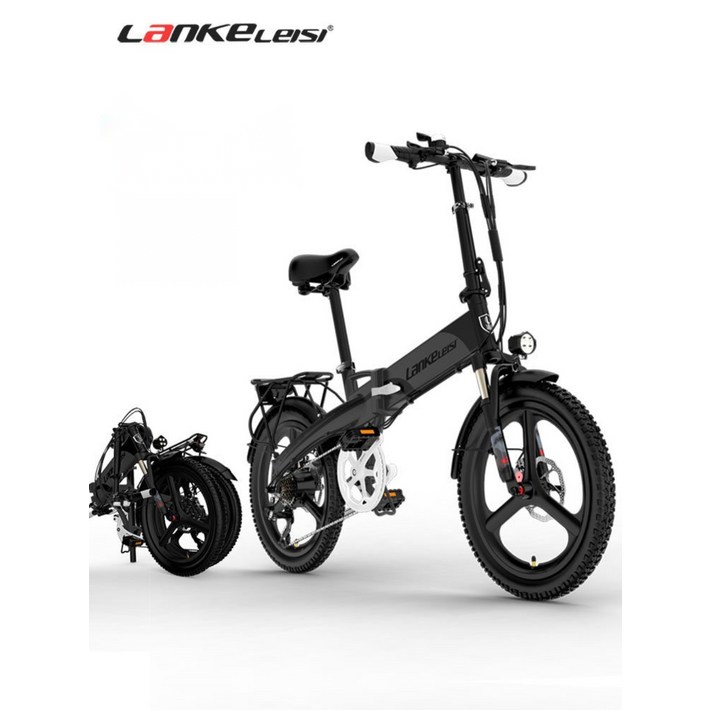 Lanke 접이식 전기 자전거 48V 초경량 리튬 배터리 출퇴근 배달용, 선택, 블랙 레드 G660 주행 100km 7320832861