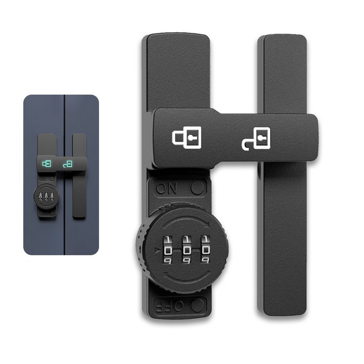 슈퍼인 야광 무타공 비밀번호 서랍잠금장치 멀티 미닫이 보조잠금장치, 1개, 평면형