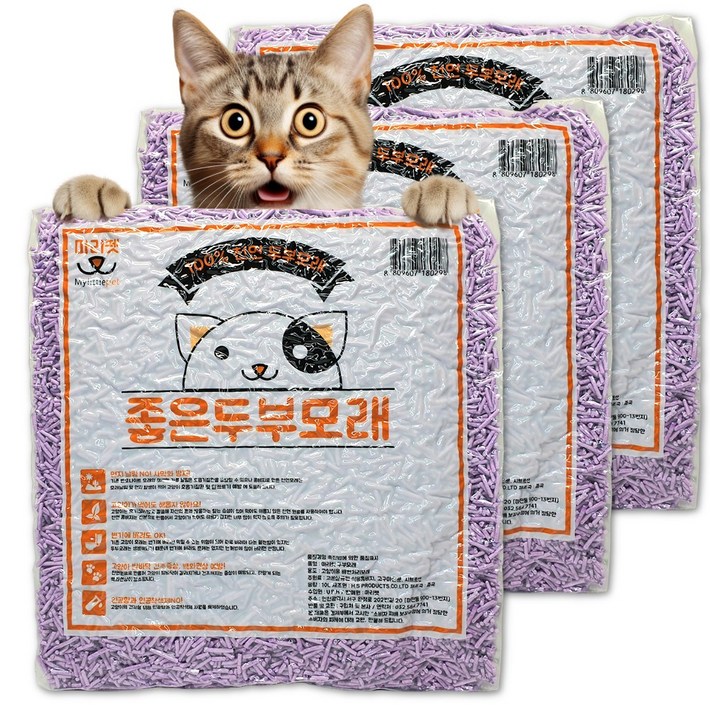 마리펫 좋은 두부모래 가는입자 고양이모래 라벤다향 5.5kg, 3개, 10L