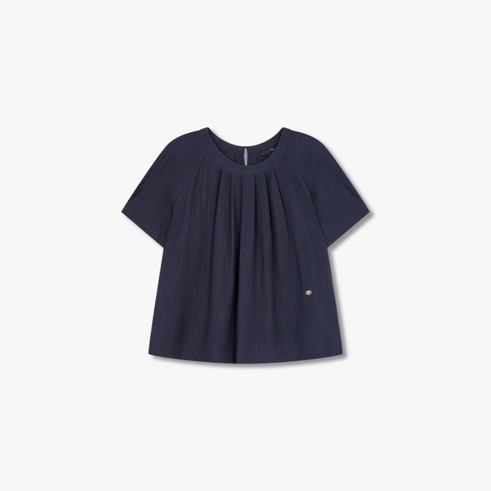 지컷 7295260102 턱 디테일 숏 슬리브 블라우스