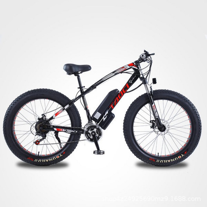 TOC 변속 전기자전거 48V 750W 13AH PAS스로틀 겸용 크 타이어 눈밭 모래사장 적용 MTB 자전거, 블랙