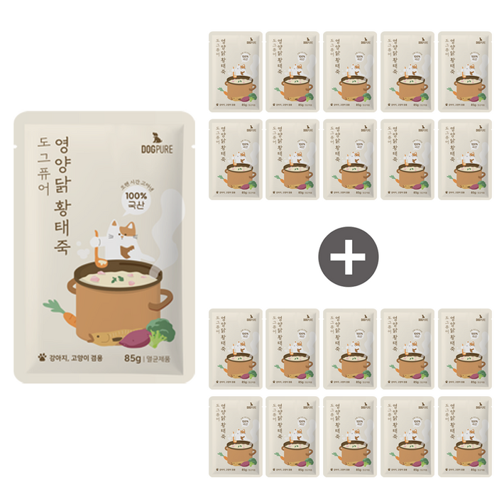 1010 도그퓨어 강아지 고양이 보양 영양 닭죽 황태죽 85gX10개입, 닭고기황태, 85g, 20개