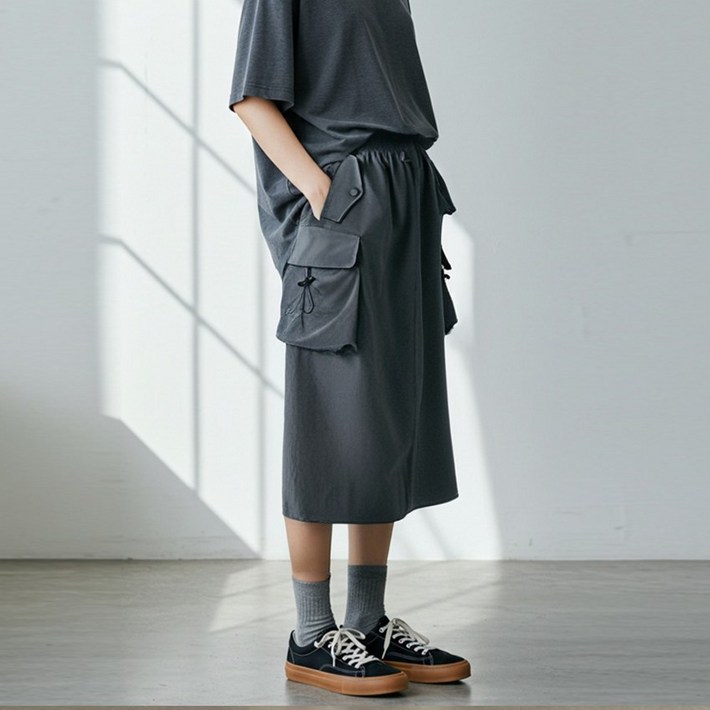 스트링업 카고 밴딩 스커트