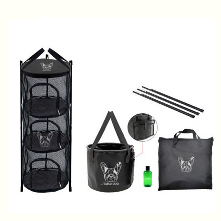 매드독캠프 3세대 캠핑식기건조망 설거지통 가방세트 자립형건조대 MAD1119R, 1개
