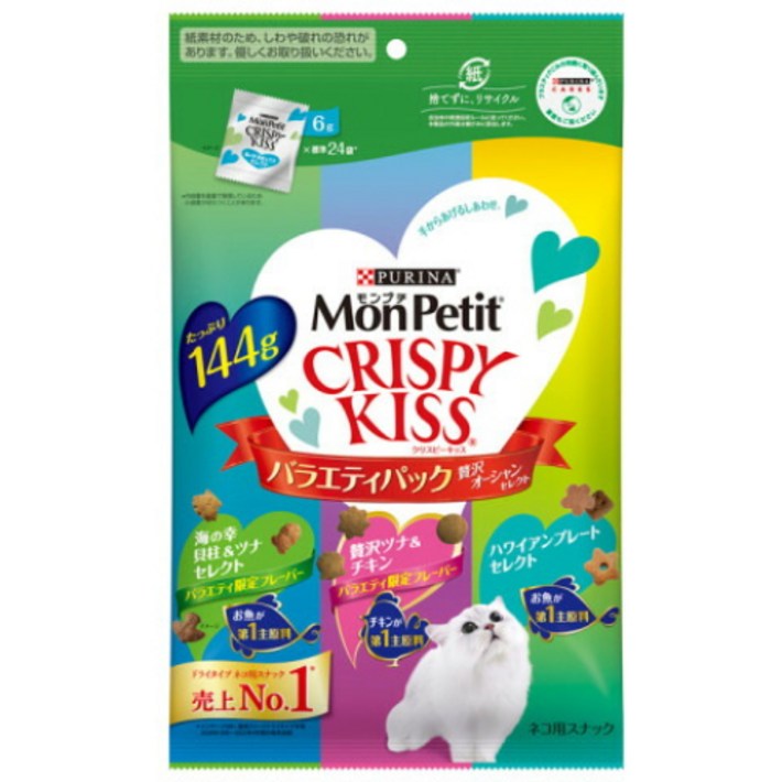 몬페티 크리스피키스 고양이용스낵 버라이어티팩 호화 오션 셀렉트 144g 2개세트