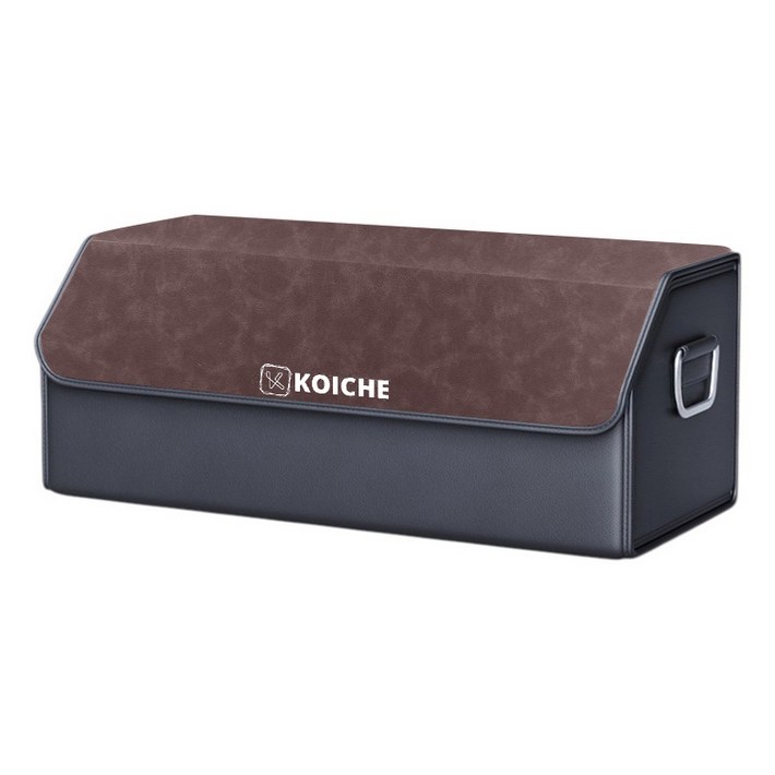 코이체 고급형 공간 자유 조절 접이식 트렁크 수납함 소프트 가죽 트렁크 정리함, 모카브라운