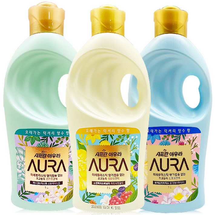 엘지생활건강 아우라 미세플라스틱free 초고농축 섬유유연제 1L