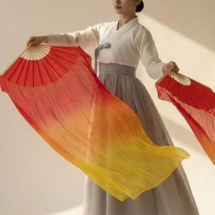 팬베일 한국무용 그라데이션 너슬부채 2개 세트