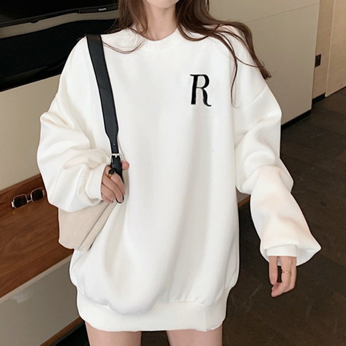 여성 오버핏 캐주얼 플라워 프린팅 맨투맨 WY01