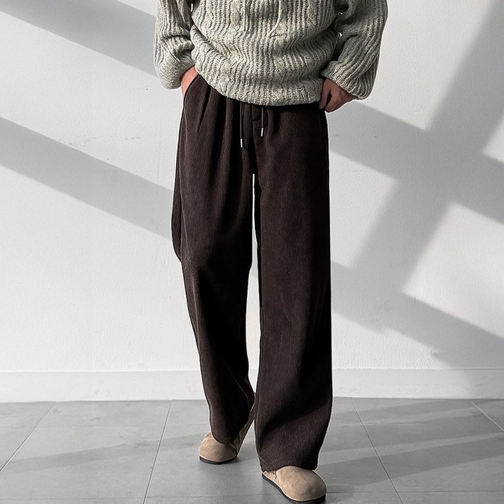 기모 히터 남자 남성 히트 헤비 코듀로이 골덴 와이드 밴딩 팬츠