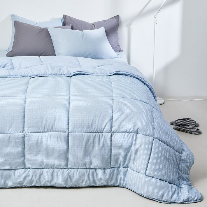 JAJU자주 모노 도트 피치스킨 차렵이불D블루180X210cm5cm