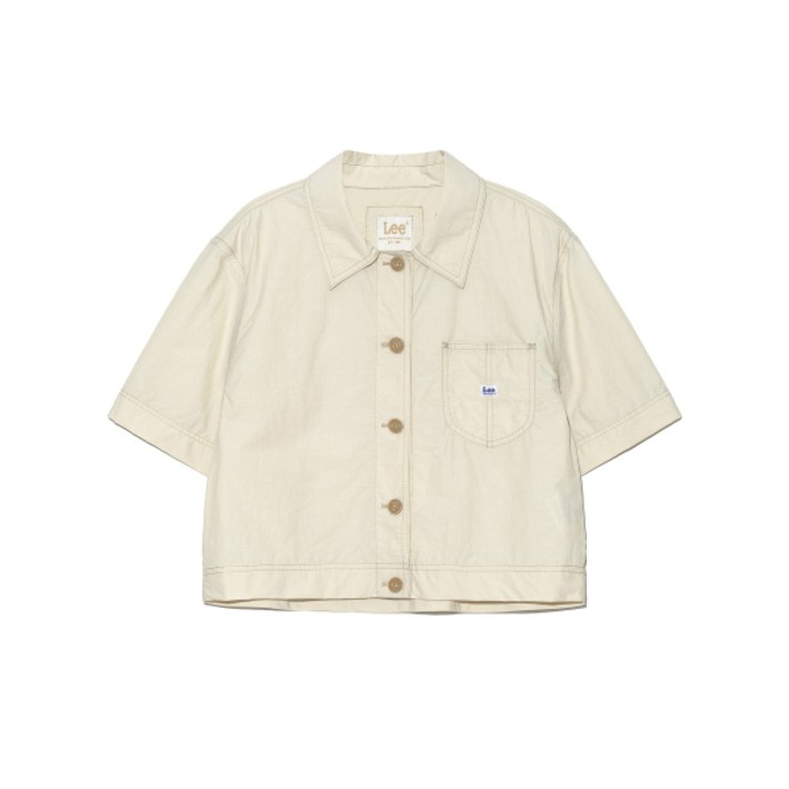 국내 매장품 LEE 우먼 로코 포켓 나일론 스티치 반팔 셔츠 아이보리 128339