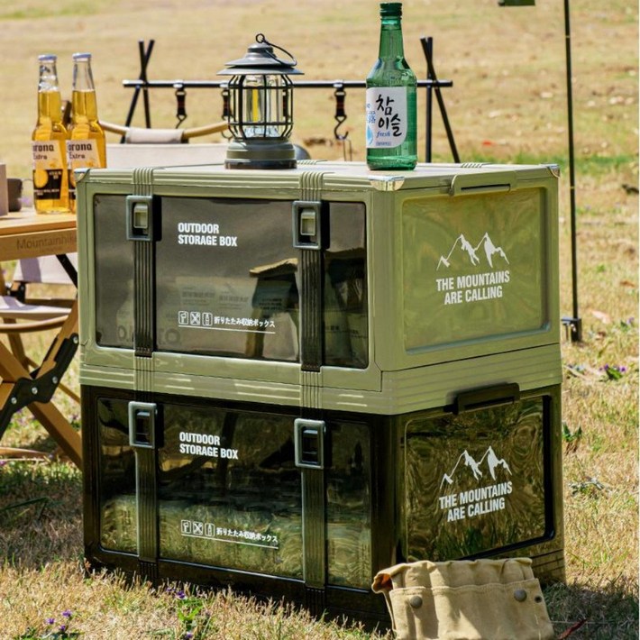 Homi Zon 캠핑 테이블 접이식 폴딩 박스 받침대 우드상판 포함 멋진 군방색, 신비블랙