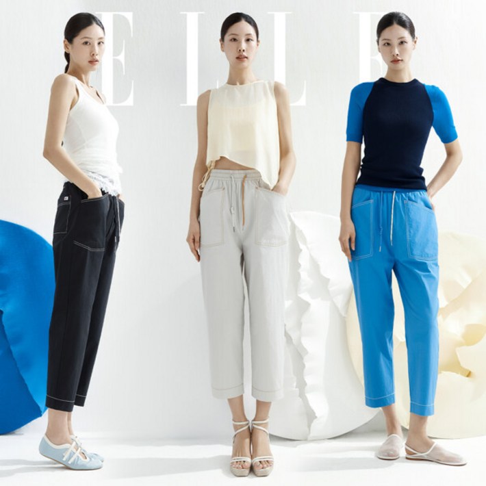 ELLE엘르 25SS 스티치 배색 나일론 팬츠 3종