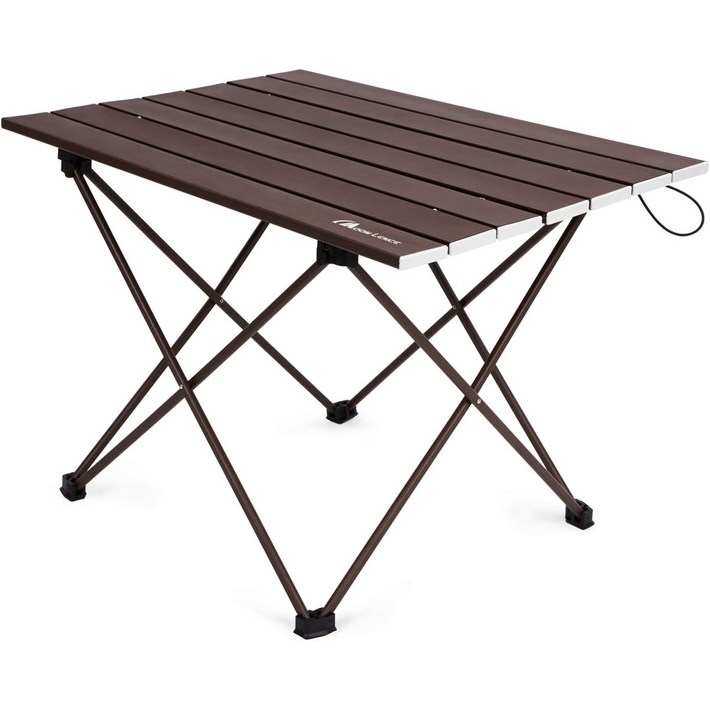 MOON LENCE 알루미늄 캠핑 롤 접이식 테이블, 브라운