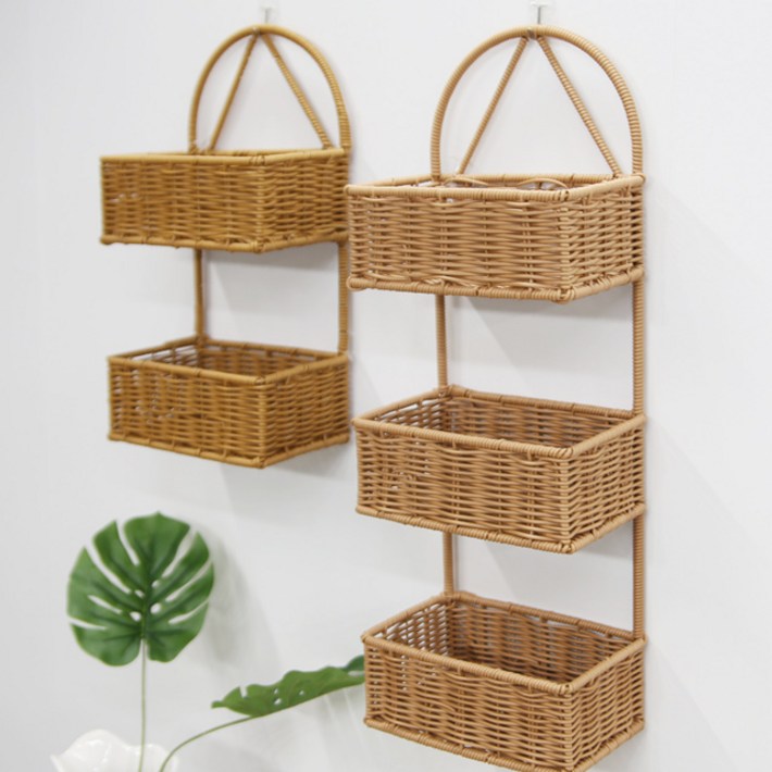 내일의공간 PP 벽걸이 라탄 바구니 선반