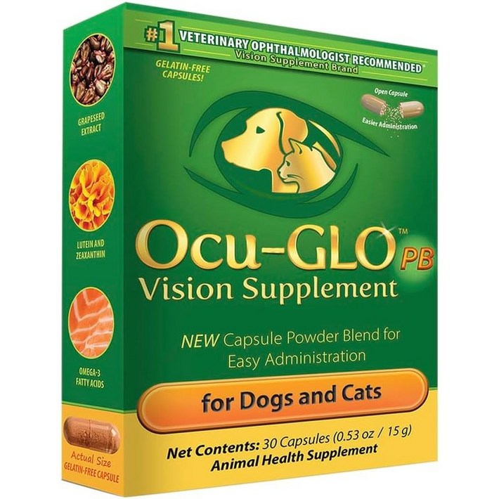 오큐글로 고양이 소형견 30캡슐 파우더 강아지 눈영양제