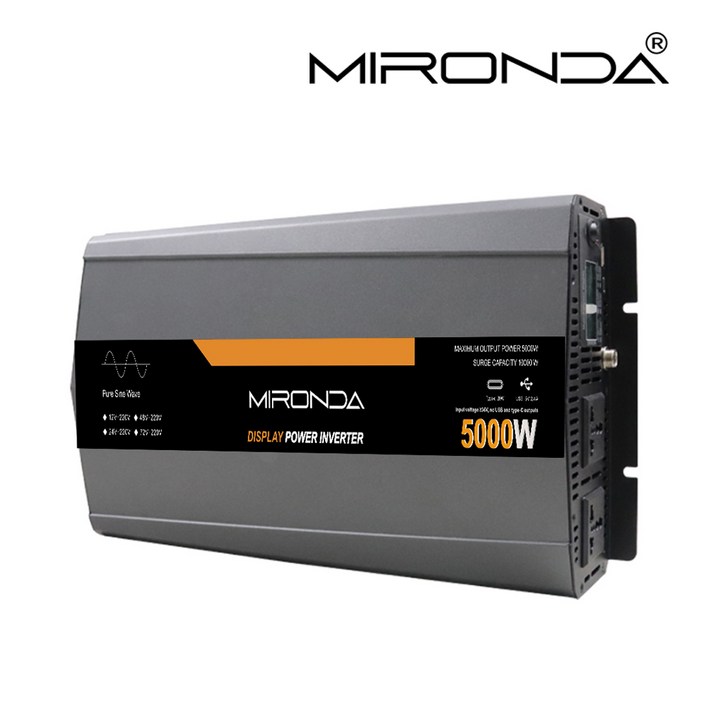 MIRONDA 순수 사인파 차량용 전력 인버터, 캠핑카 용 전압 변환기, 한국 KC 승인, 60Hz 12V 24V 220V MTS 용량 5000W, 1개