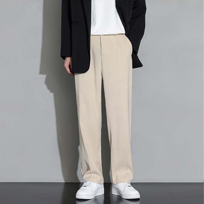 데일로엔 남자 와이드 슬랙스 히든밴딩 핀턱 캐주얼 정장 바지