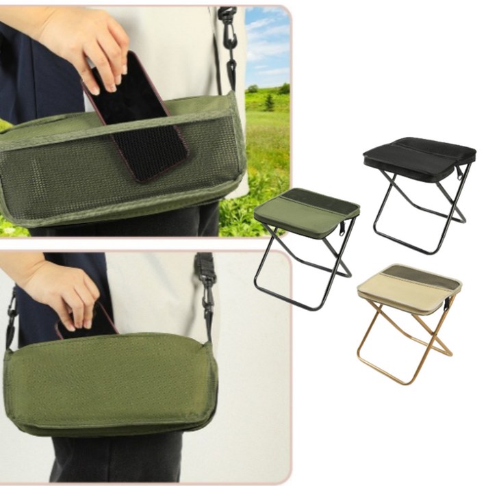 캐치버닝 초경량 파우치 접이식 휴대용 캠핑의자, 블랙, 1개