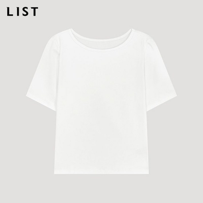 리스트 코튼 라운드넥 티셔츠 TWJTSP62510 WH