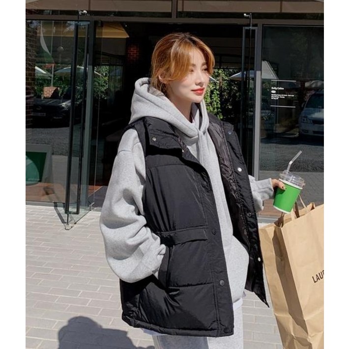 한국판 가을 겨울 패션 베스트 클래식 면 조끼 하라주쿠 휴가패딩 야상 여성 캐주얼 조끼