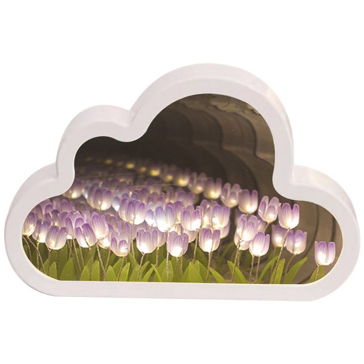 투데이리빙 DIY 구름 튤립 LED 미러 무드등 만들기 키트 20송이 침실 인테리어 장식 무드 감성 플라워 거울 조명 수면등 취침등