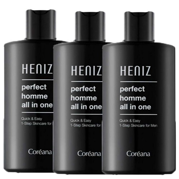 주름개선미백 이중 기능성 코리아나 퍼펙트 옴므 올인원 로션  끈적임 없는 산뜻 사용감, 200ml, 3개