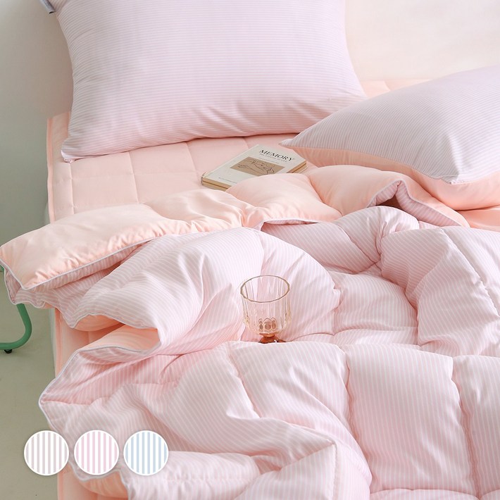 이브아띠 스트라이프 워싱 먼지없는 알러지케어 차렵이불 세트