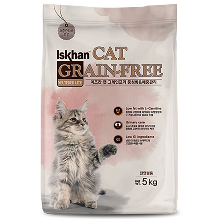 이즈칸 캣 그레인프리 기능성 사료 체중관리, 중성화, 5kg, 1개