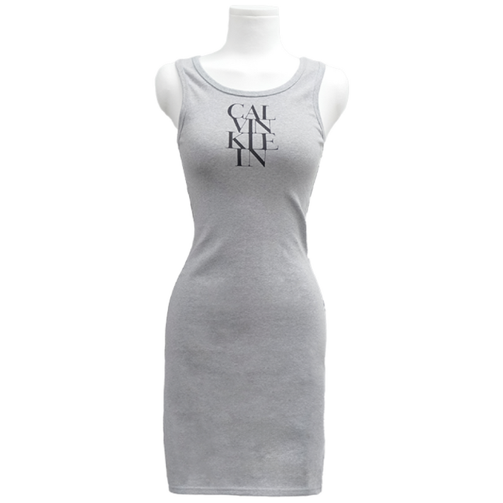 캘빈클라인 코튼 립 슬리브리스 탱크 드레스 원피스