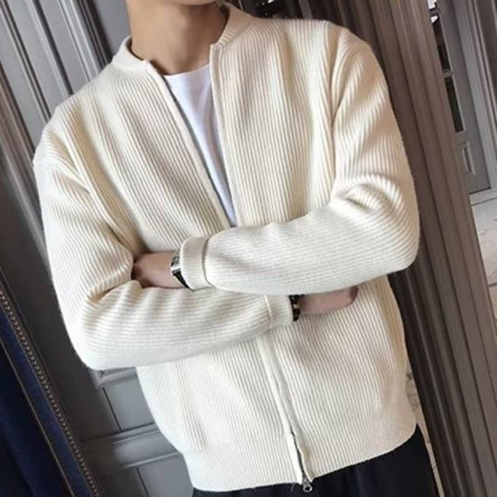 패션플로우 남성용 슬림핏 투웨이 지퍼 기본 니트 가디건 패션플로우 남성용 슬림핏 투웨이 지퍼 기본 니트 가디건