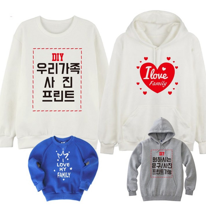 원하시는 사진로고이미지 프린트가능 가족티 단체티 커플티 패밀리룩 돌촬영가족티 칠순 팔순 가족사진 가족여행 가족티주문제작 맨투맨 후드지니커스텀
