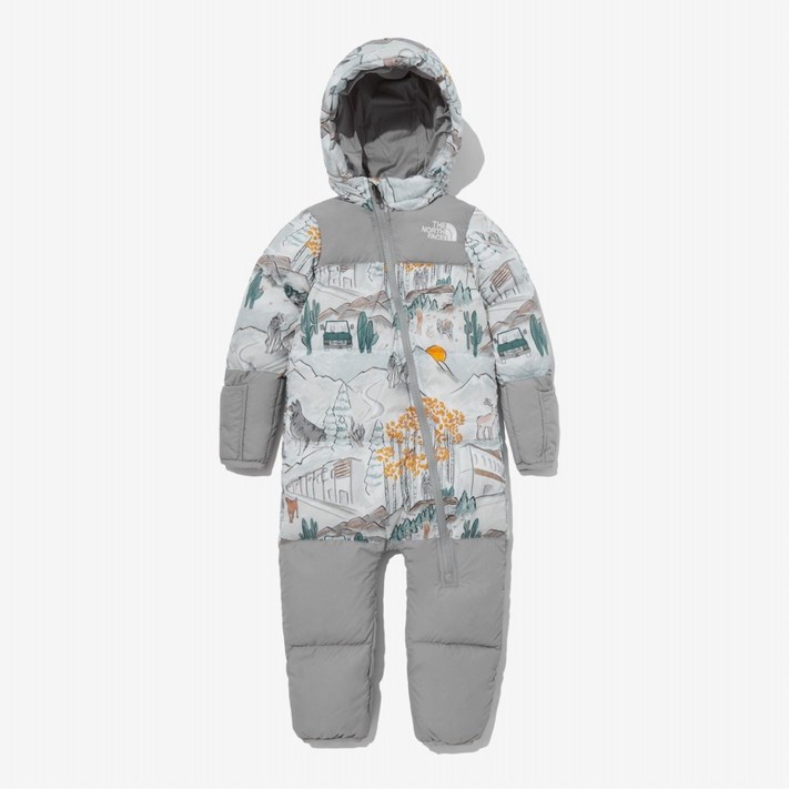 국내매장판 노스페이스 베이비 1996 레트로 눕시 원 피스 패딩우주복 라이트그레이