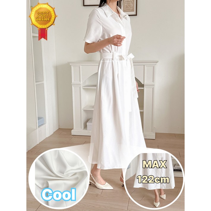 Cool122cm시선라운지 엠마 셔츠 롱 원피스 여름 하객룩 오피스룩