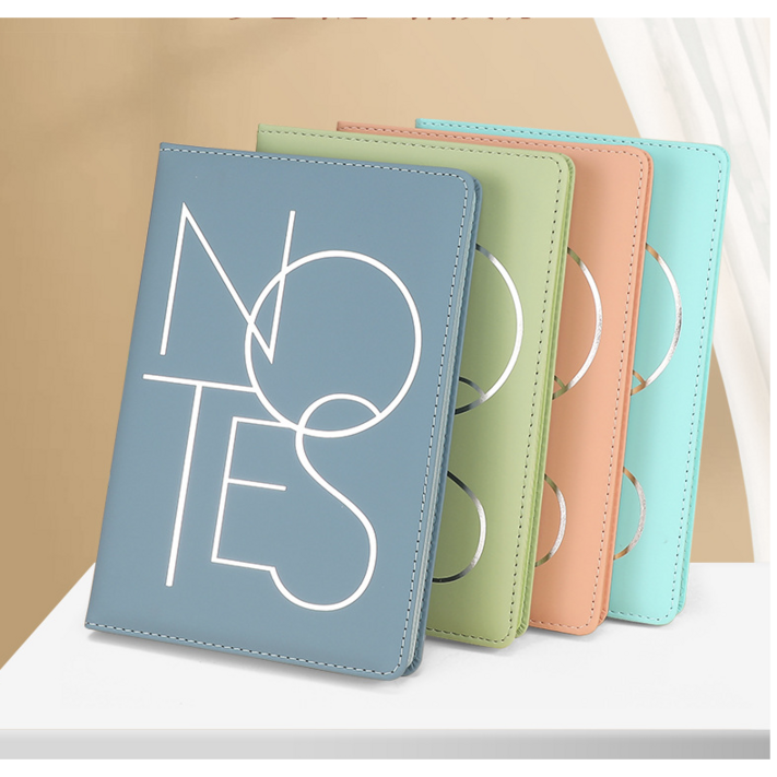 11 HANTEM 고급 만년 다이어리 실버 레터링 가죽 일기장 비즈니스 노트 A5, 네이비블루핑크